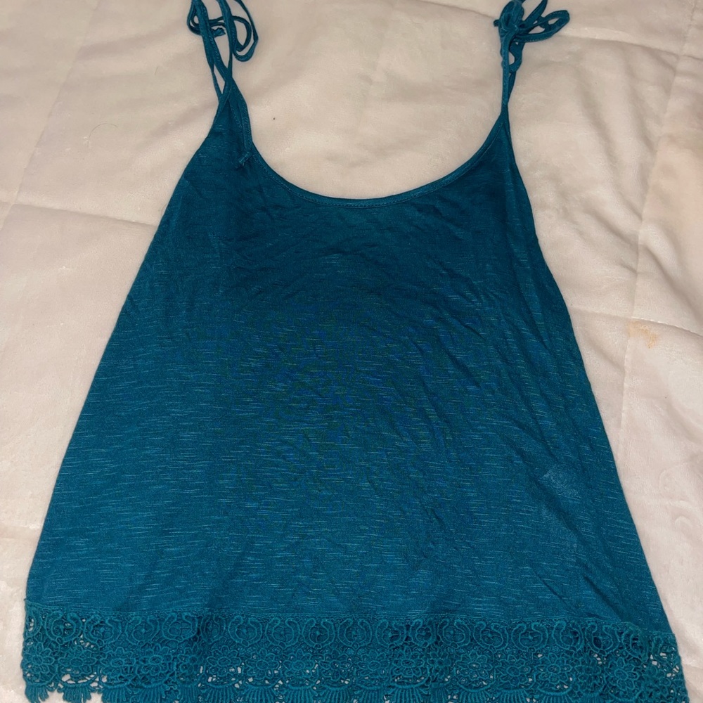 Blue tie skinny strap shirt